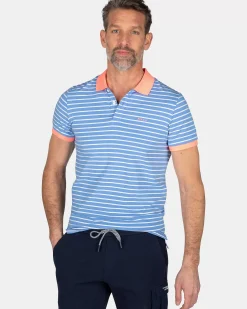 NZA New Zealand Auckland Polo-Shirts|Gestreepte Polo Met Stretch-Bed Blue