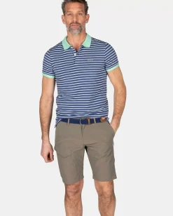 NZA New Zealand Auckland Polo-Shirts|Gestreepte Polo Met Stretch-Dusk Navy