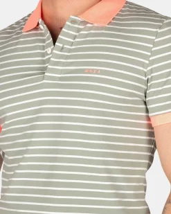 NZA New Zealand Auckland Polo-Shirts|Gestreepte Polo Met Stretch-Mellow Army