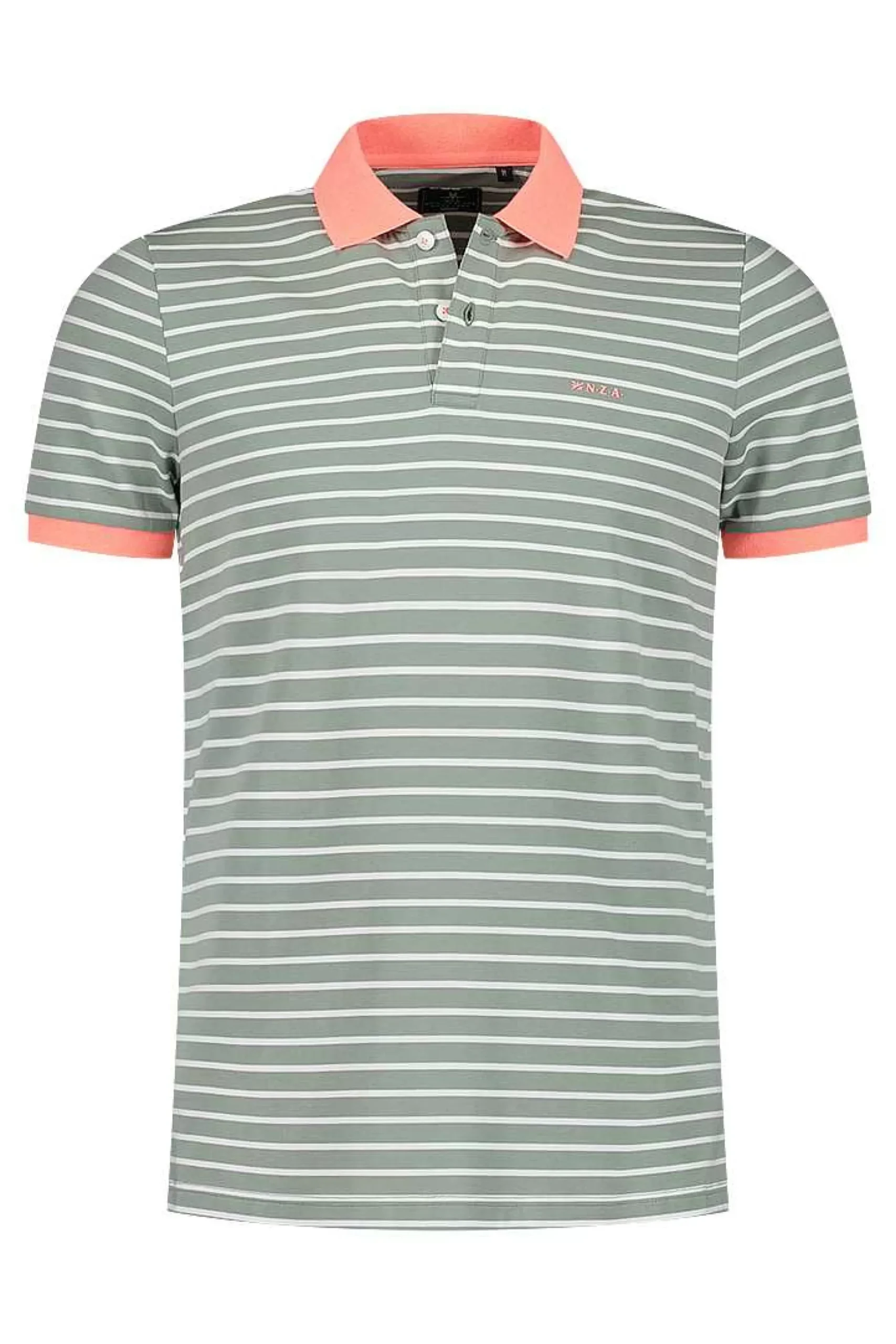 NZA New Zealand Auckland Polo-Shirts|Gestreepte Polo Met Stretch-Mellow Army