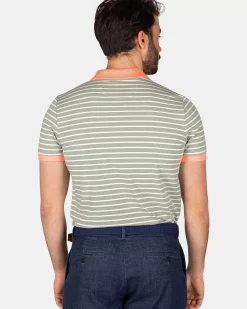 NZA New Zealand Auckland Polo-Shirts|Gestreepte Polo Met Stretch-Mellow Army