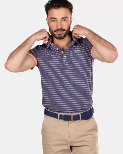 NZA New Zealand Auckland Polo-Shirts|Gestreepte Polo Van Katoen-Dusk Navy
