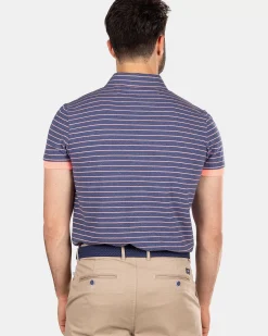 NZA New Zealand Auckland Polo-Shirts|Gestreepte Polo Van Katoen-Dusk Navy