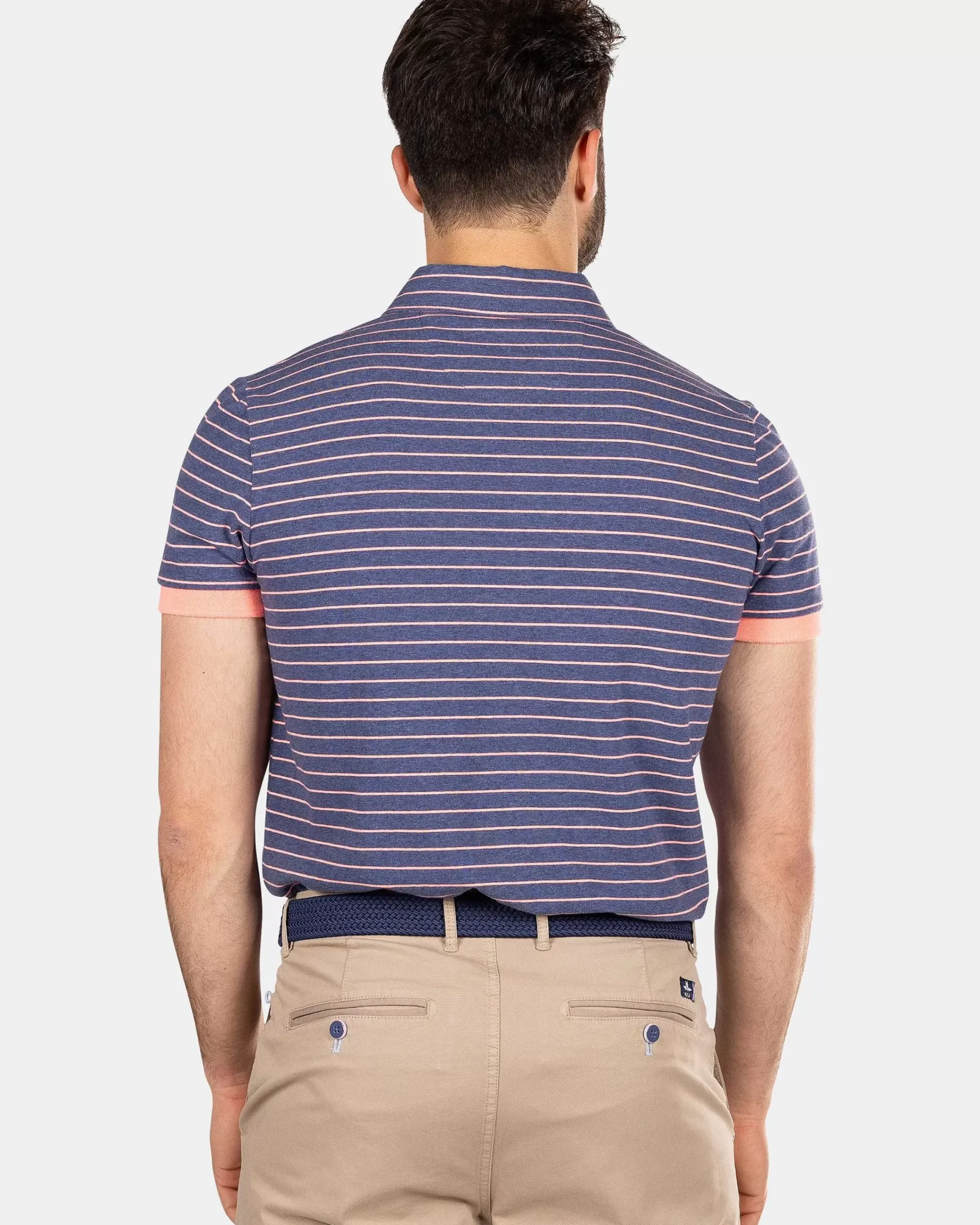 NZA New Zealand Auckland Polo-Shirts|Gestreepte Polo Van Katoen-Dusk Navy
