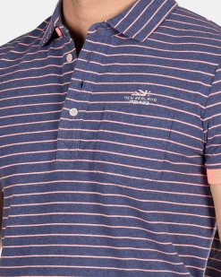NZA New Zealand Auckland Polo-Shirts|Gestreepte Polo Van Katoen-Dusk Navy