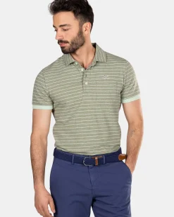 NZA New Zealand Auckland Polo-Shirts|Gestreepte Polo Van Katoen-Mellow Army