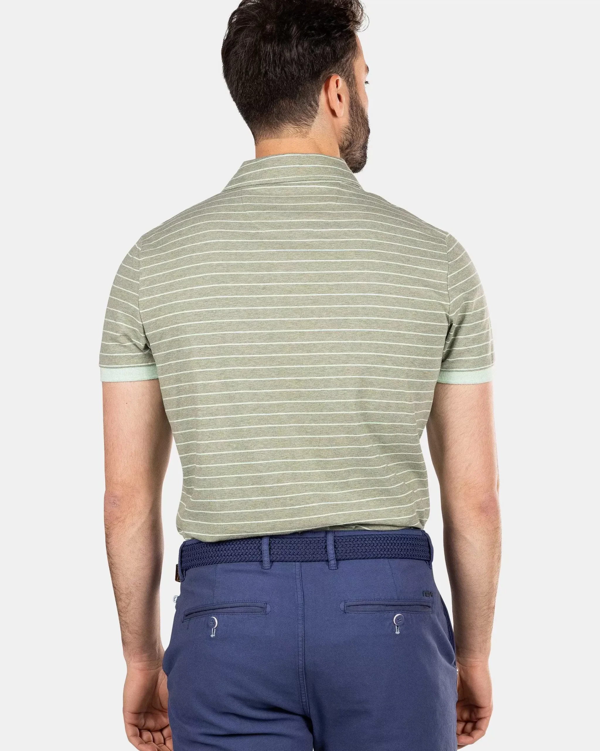 NZA New Zealand Auckland Polo-Shirts|Gestreepte Polo Van Katoen-Mellow Army