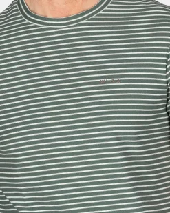 NZA New Zealand Auckland T-Shirts|Gestreept T-Shirt Van Katoen-Chalk Green
