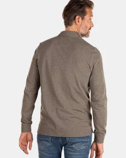 NZA New Zealand Auckland Polo-Shirts|Grijze Polo Met Lange Mouwen-Misty Army