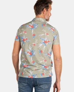 NZA New Zealand Auckland Polo-Shirts|Groene Polo Met Bloemenprint-Misty Army