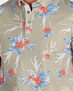 NZA New Zealand Auckland Polo-Shirts|Groene Polo Met Bloemenprint-Misty Army