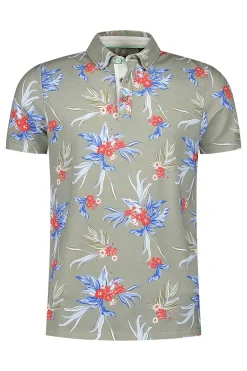 NZA New Zealand Auckland Polo-Shirts|Groene Polo Met Bloemenprint-Misty Army