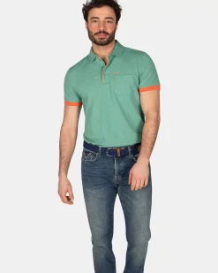 NZA New Zealand Auckland Polo-Shirts|Groene Polo Met Stretch-Amazon Green