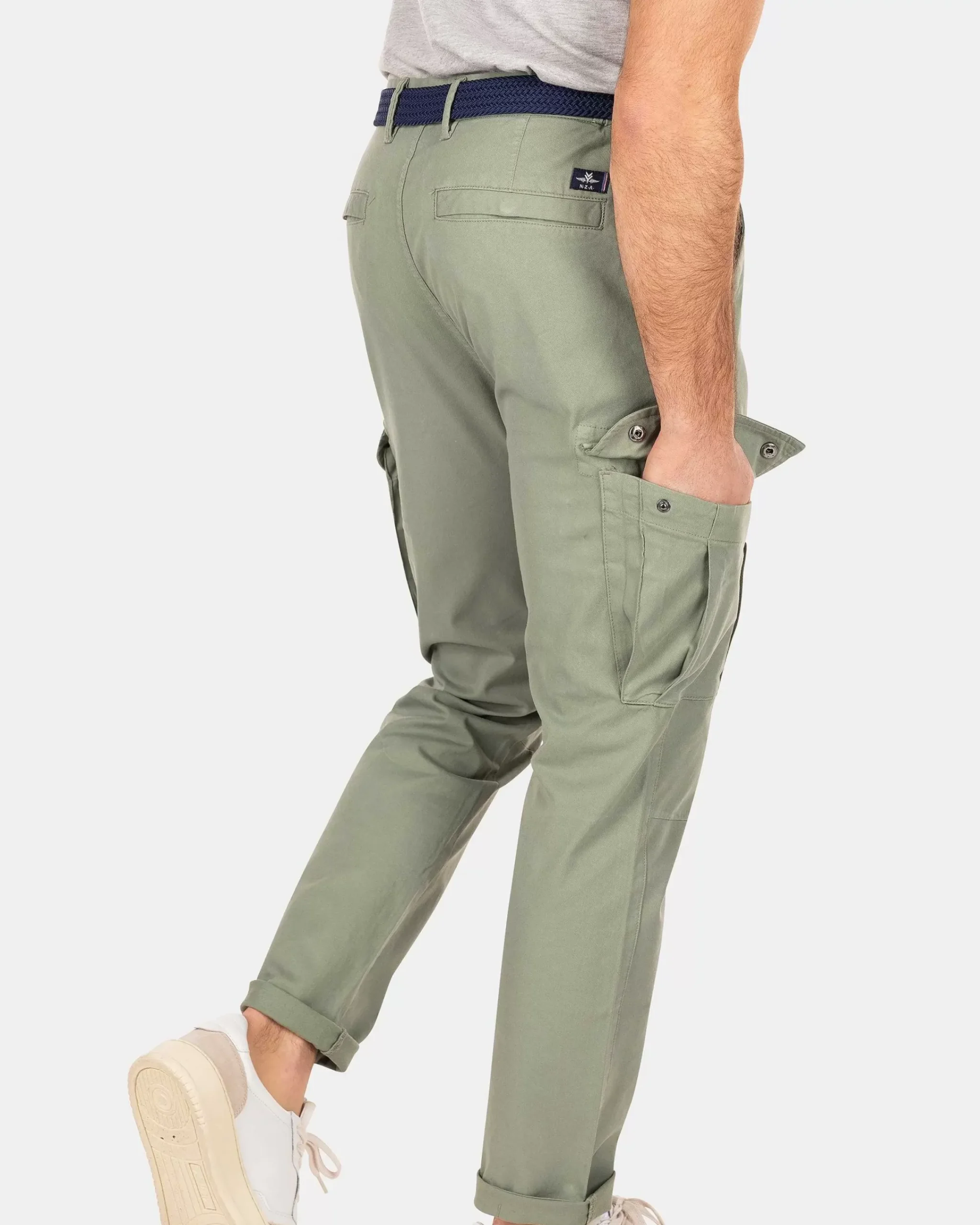 NZA New Zealand Auckland Broeken|Katoenen Cargo Broek-Mellow Army