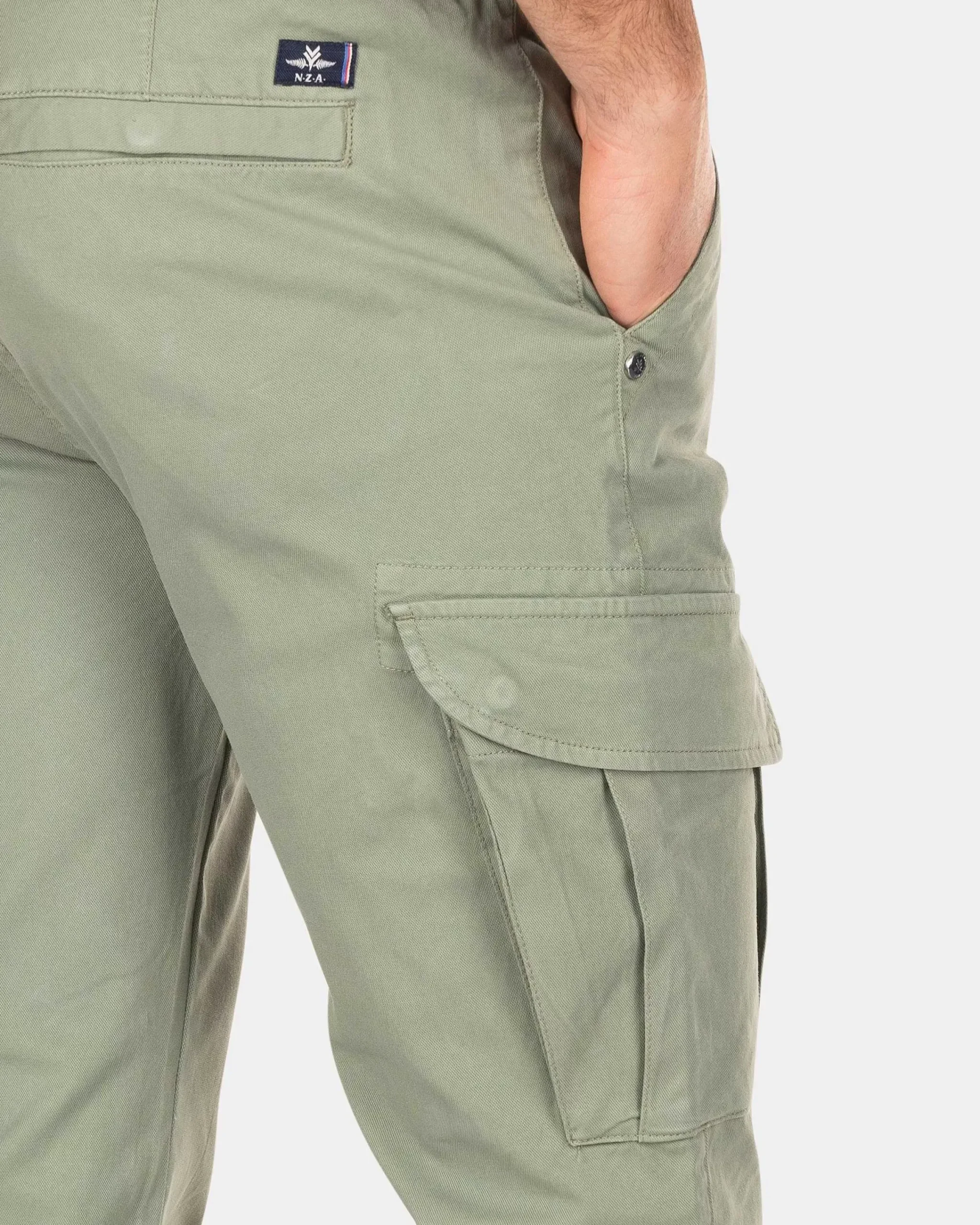 NZA New Zealand Auckland Broeken|Katoenen Cargo Broek-Mellow Army