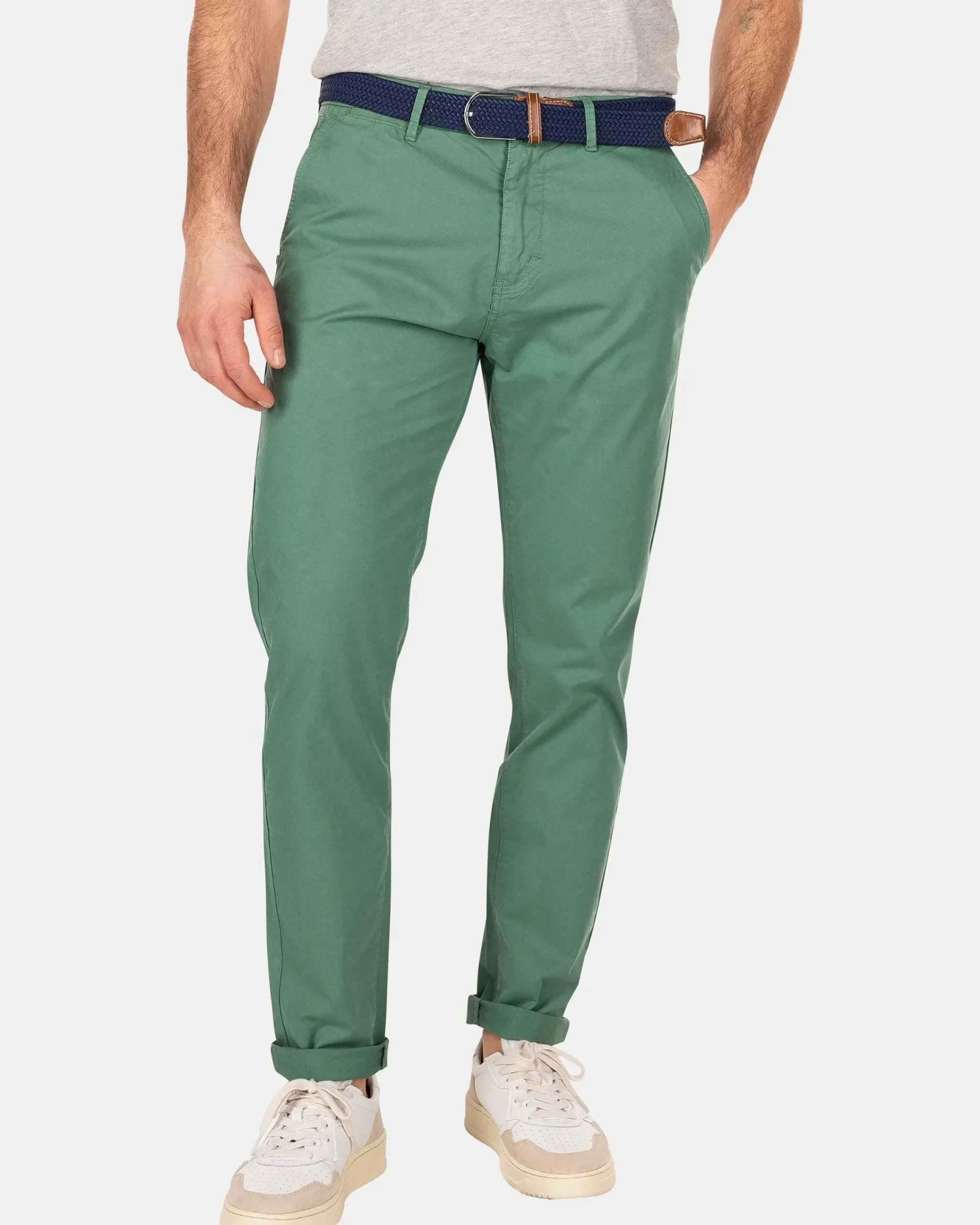 NZA New Zealand Auckland Broeken|Katoenen Chino Met Stretch-Amazon Green