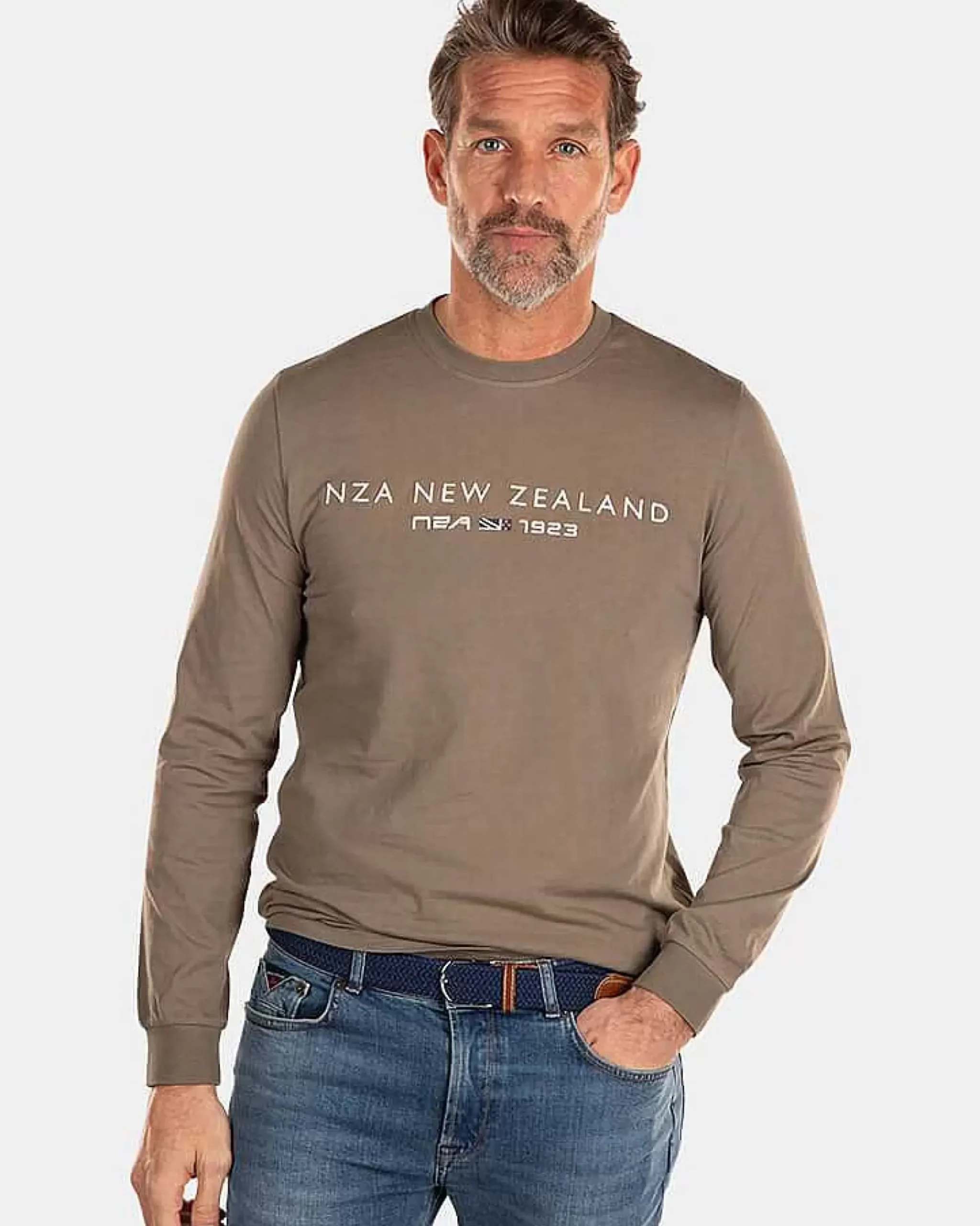NZA New Zealand Auckland T-Shirts|Katoenen Longsleeve-Misty Army