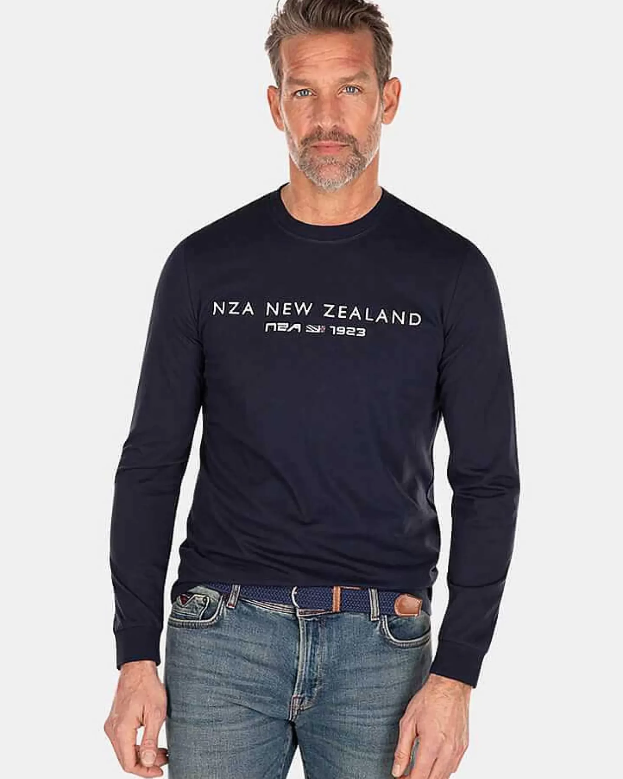 NZA New Zealand Auckland T-Shirts|Katoenen Longsleeve-Traditional Navy