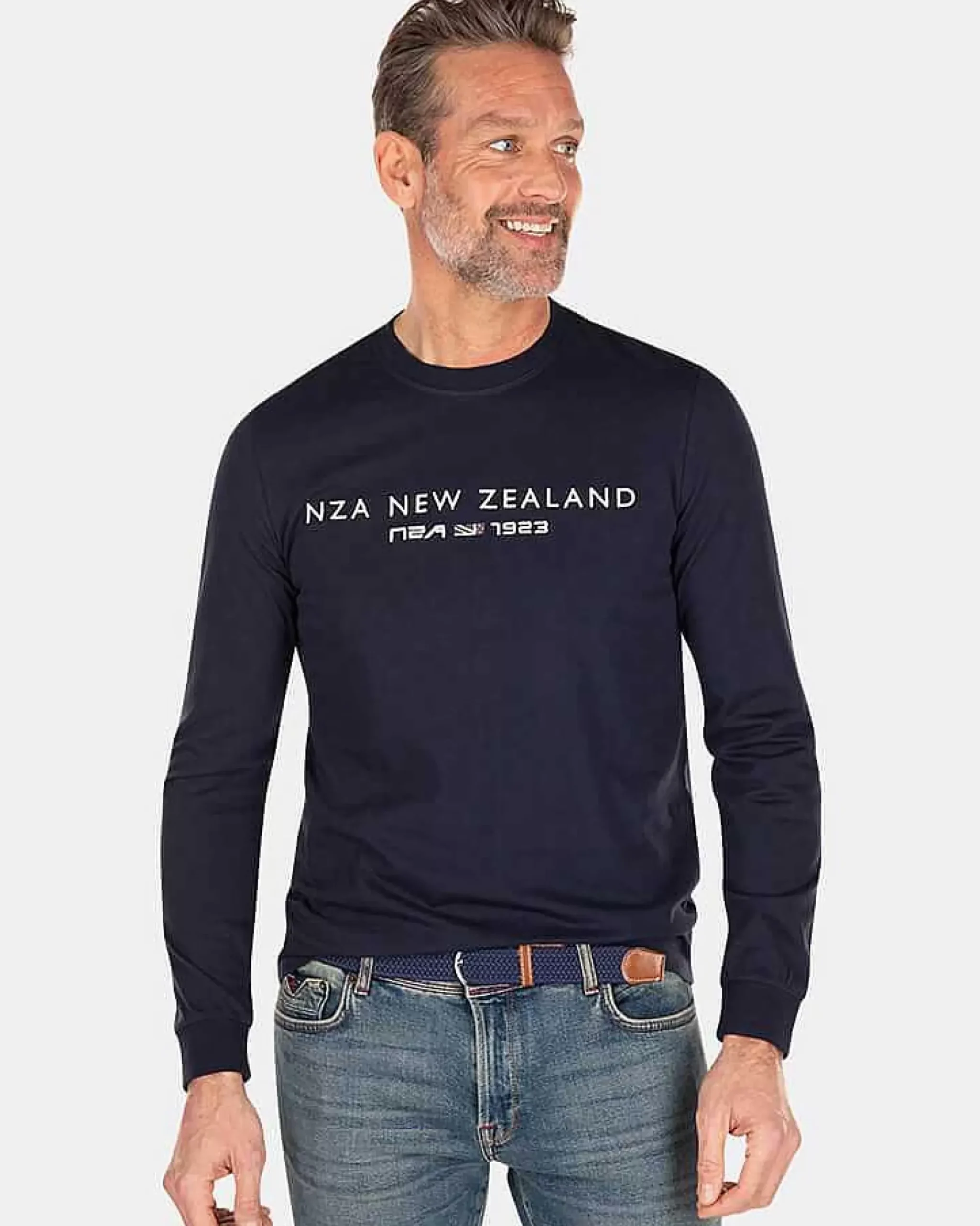 NZA New Zealand Auckland T-Shirts|Katoenen Longsleeve-Traditional Navy