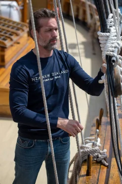 NZA New Zealand Auckland T-Shirts|Katoenen Longsleeve-Traditional Navy
