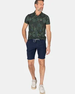 NZA New Zealand Auckland Polo-Shirts|Katoenen Polo Met Bladprint-Chalk Green