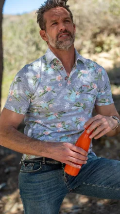 NZA New Zealand Auckland Polo-Shirts|Katoenen Polo Met Bloemenprint-Traditional Navy