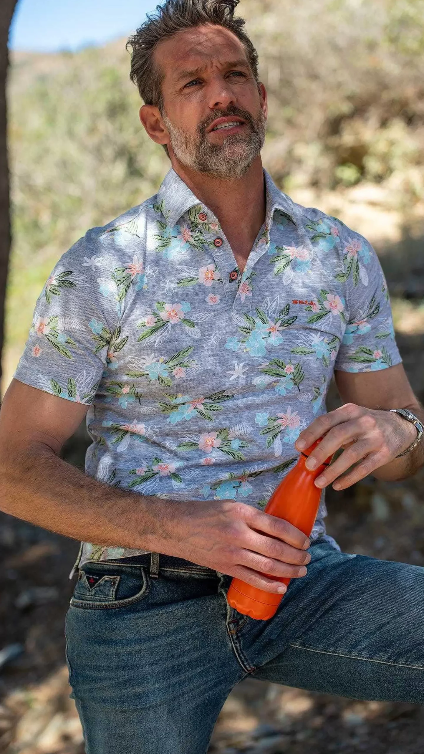 NZA New Zealand Auckland Polo-Shirts|Katoenen Polo Met Bloemenprint-Traditional Navy