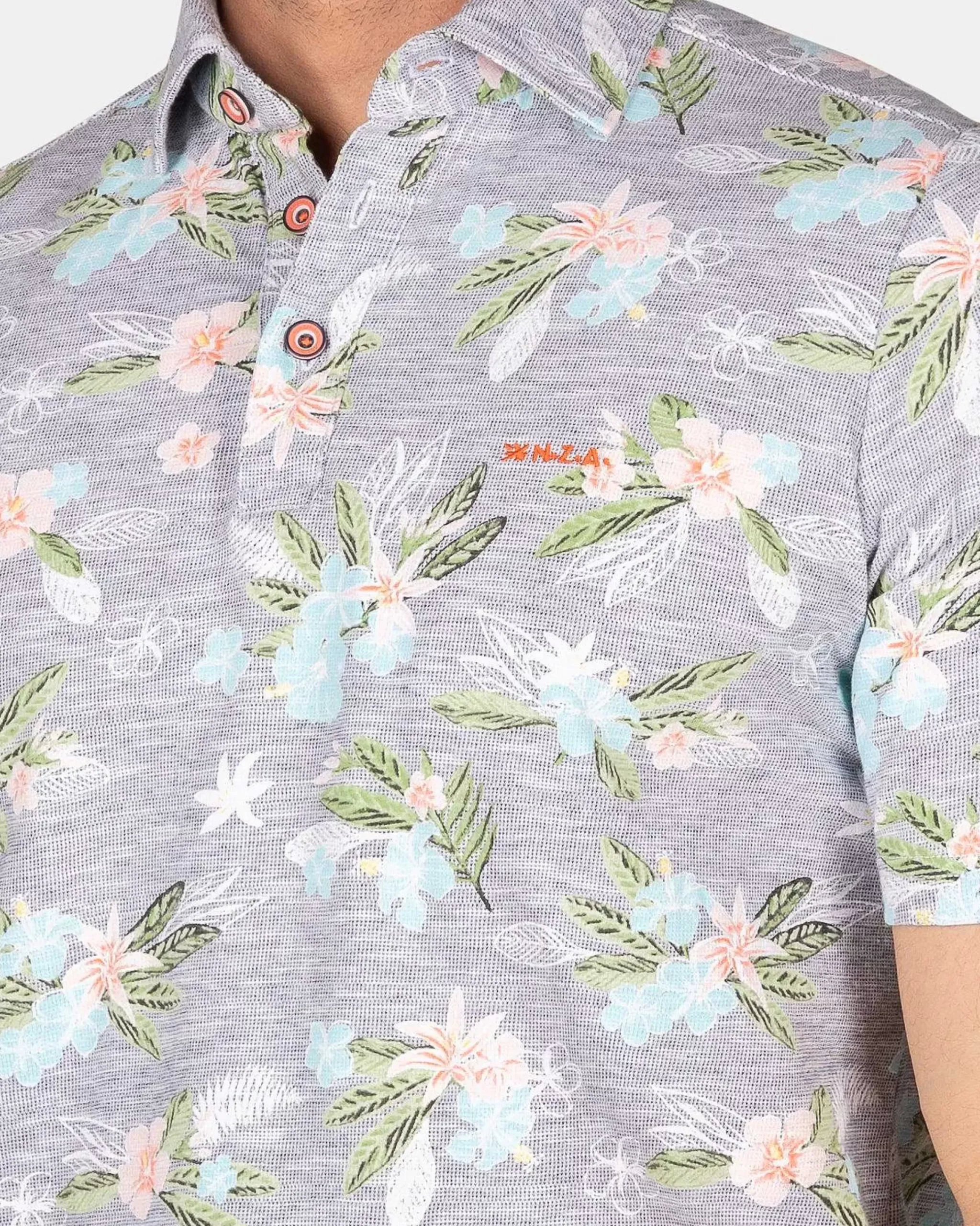 NZA New Zealand Auckland Polo-Shirts|Katoenen Polo Met Bloemenprint-Traditional Navy