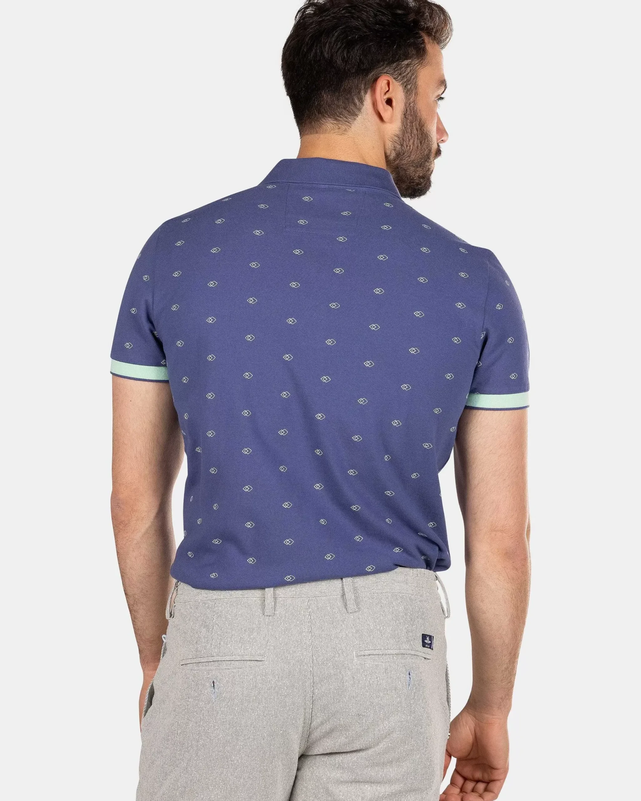 NZA New Zealand Auckland Polo-Shirts|Katoenen Polo Met Kleine Print-Dusk Navy