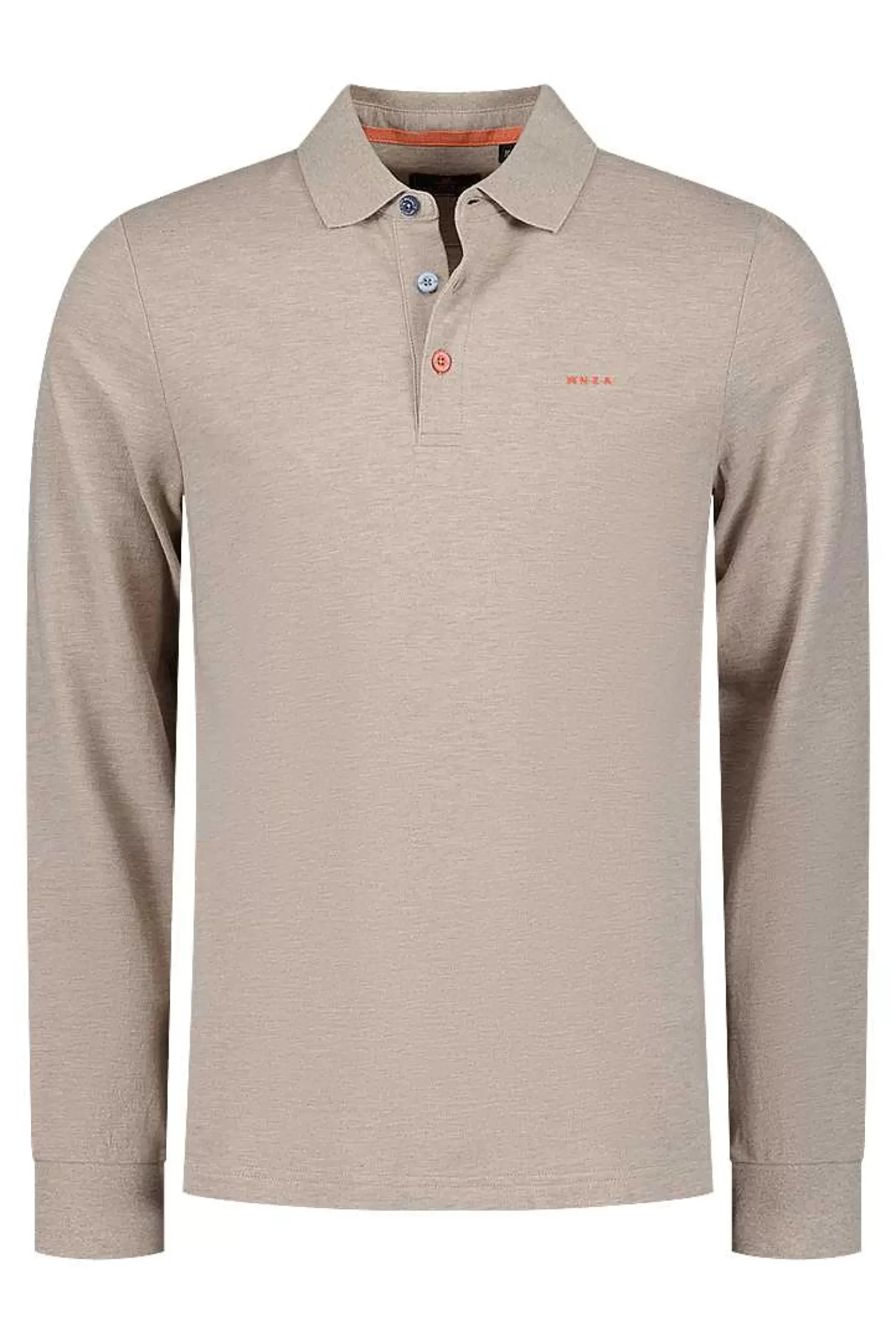 NZA New Zealand Auckland Polo-Shirts|Katoenen Polo Met Lange Mouwen-Shimmering Sand