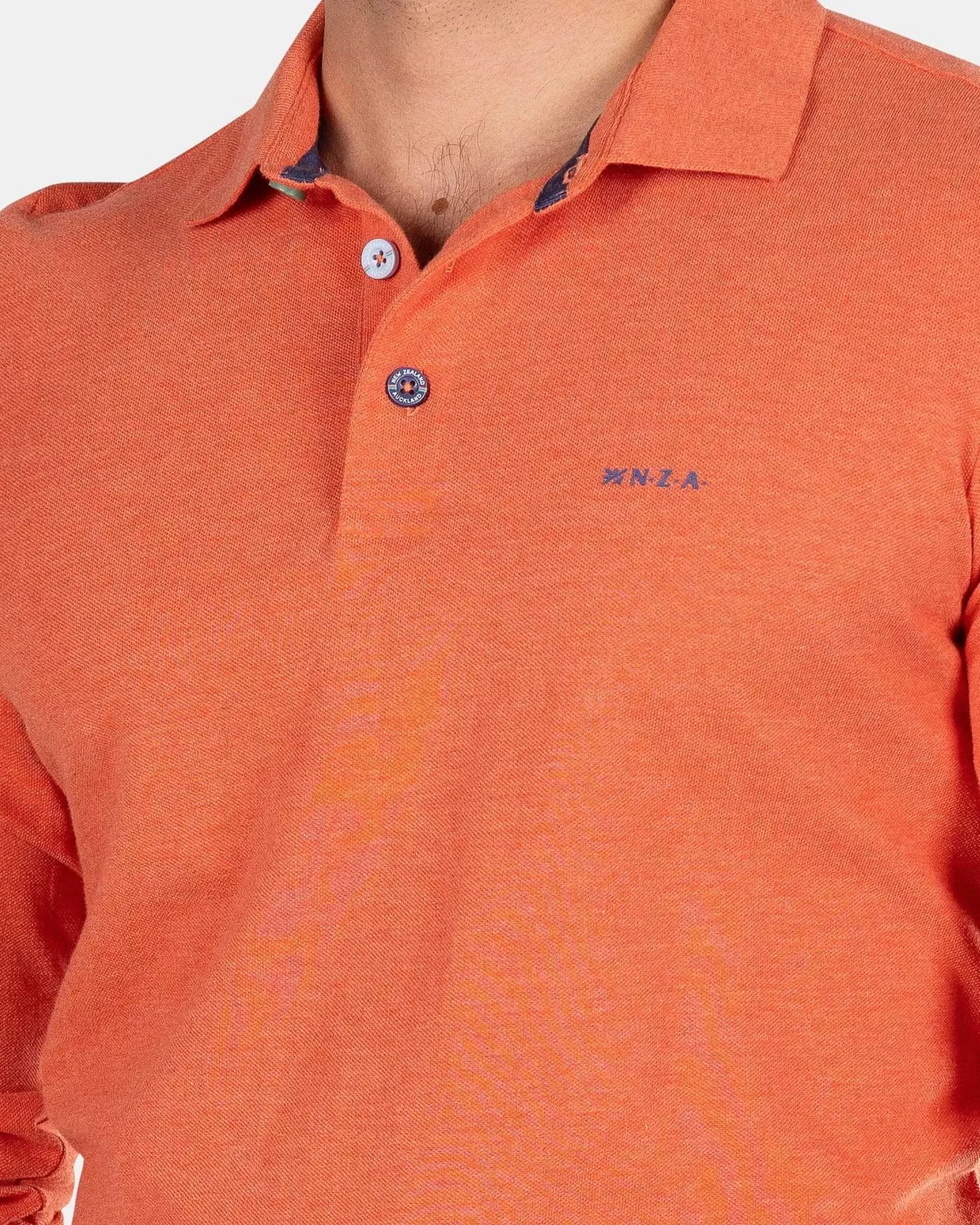 NZA New Zealand Auckland Polo-Shirts|Katoenen Polo Met Lange Mouwen-Golden Orange