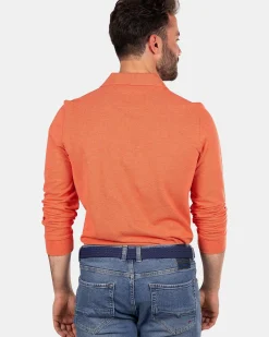 NZA New Zealand Auckland Polo-Shirts|Katoenen Polo Met Lange Mouwen-Golden Orange