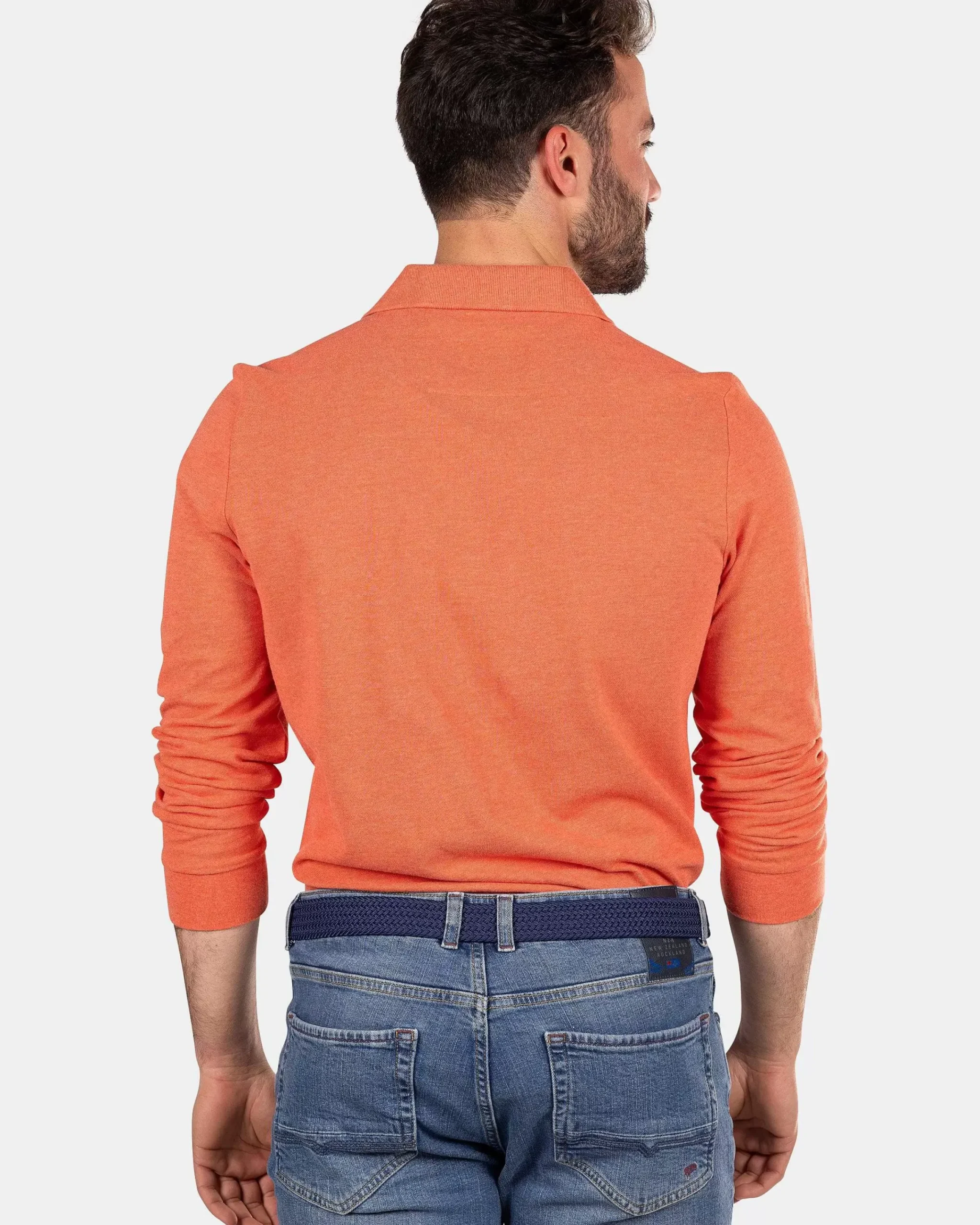 NZA New Zealand Auckland Polo-Shirts|Katoenen Polo Met Lange Mouwen-Golden Orange