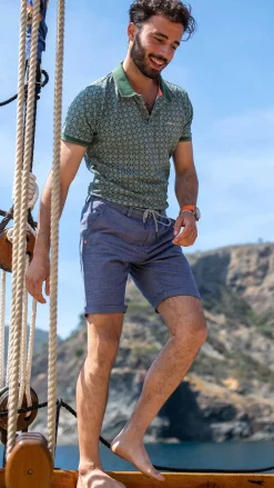 NZA New Zealand Auckland Polo-Shirts|Katoenen Polo Met Print-Chalk Green