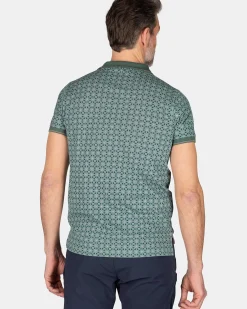 NZA New Zealand Auckland Polo-Shirts|Katoenen Polo Met Print-Chalk Green