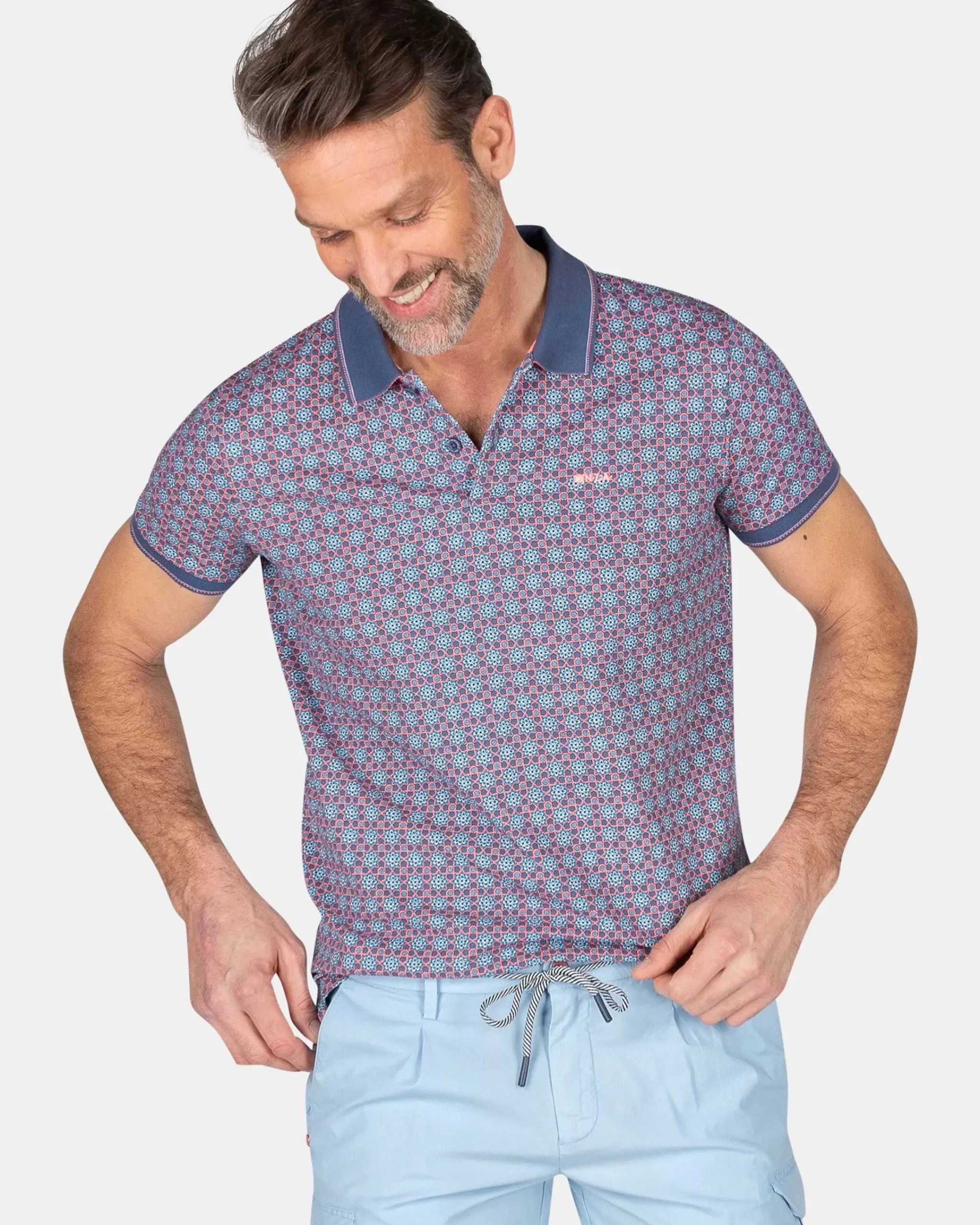 NZA New Zealand Auckland Polo-Shirts|Katoenen Polo Met Print-Dusk Navy