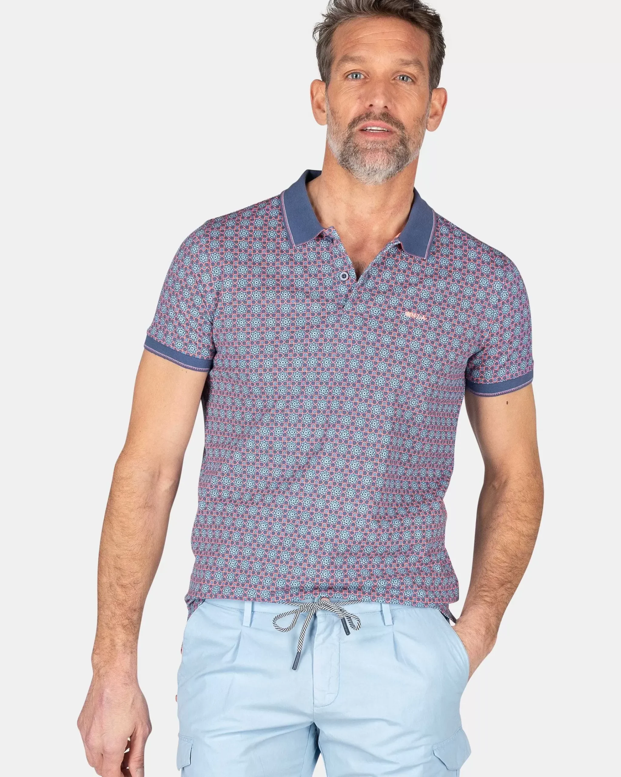 NZA New Zealand Auckland Polo-Shirts|Katoenen Polo Met Print-Dusk Navy