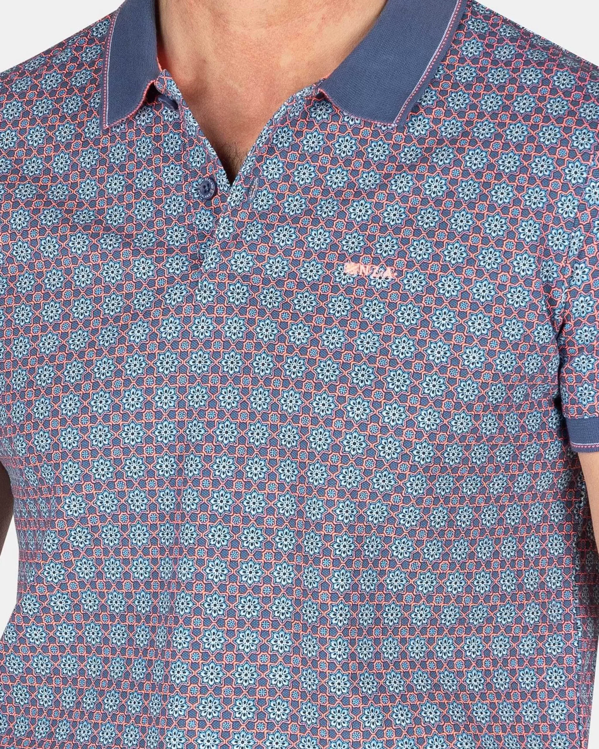 NZA New Zealand Auckland Polo-Shirts|Katoenen Polo Met Print-Dusk Navy