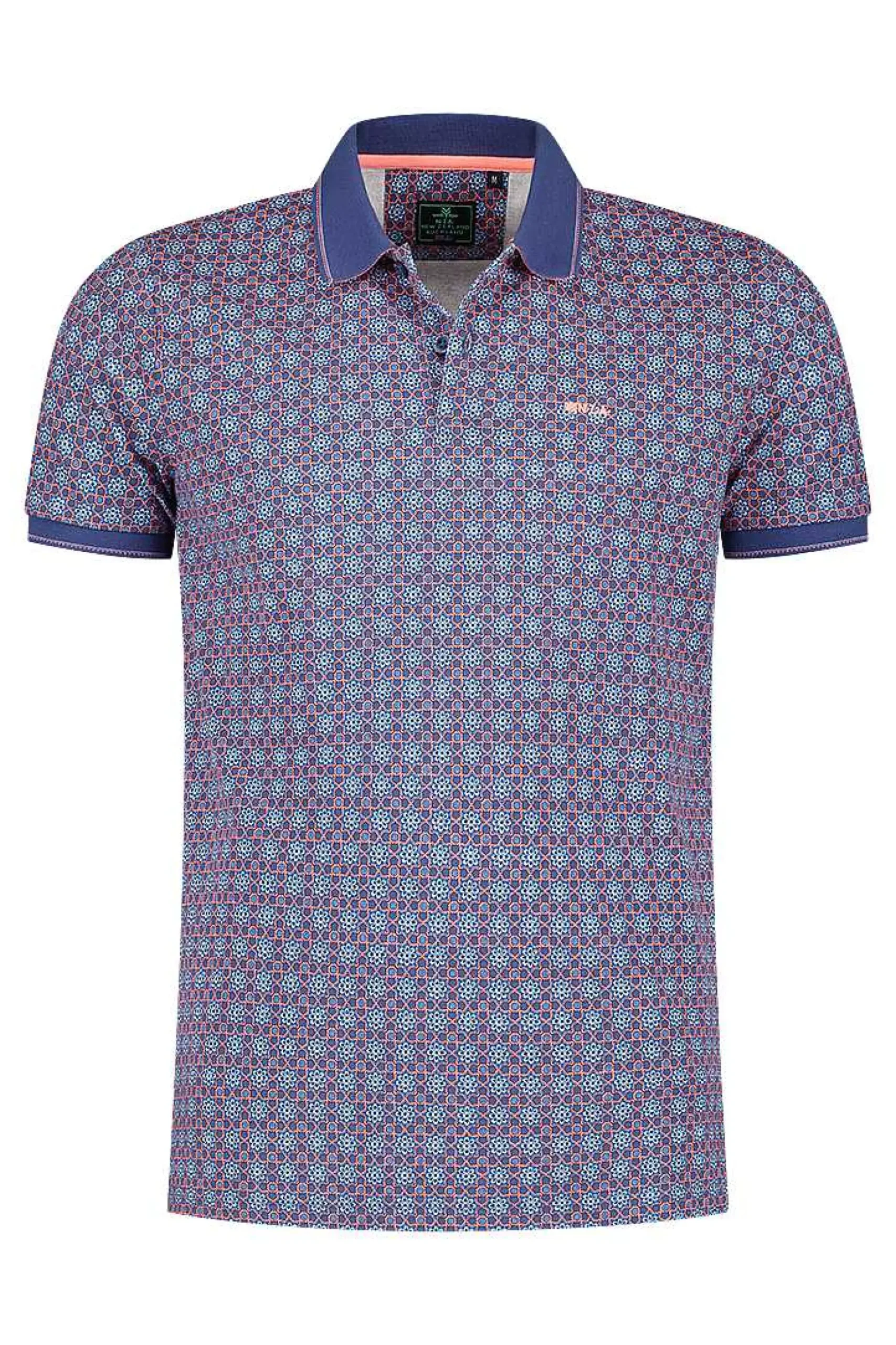 NZA New Zealand Auckland Polo-Shirts|Katoenen Polo Met Print-Dusk Navy