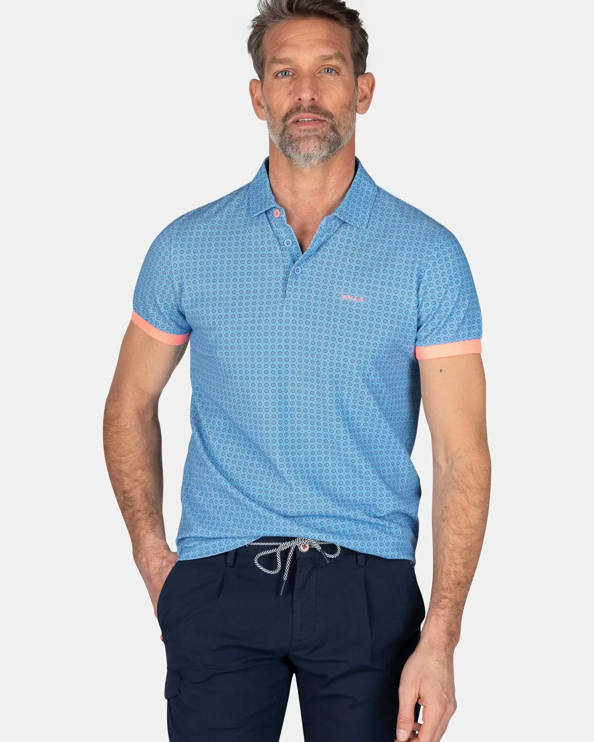 NZA New Zealand Auckland Polo-Shirts|Katoenen Polo Met Stippen-Bed Blue