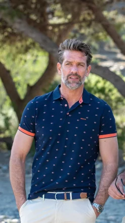 NZA New Zealand Auckland Polo-Shirts|Katoenen Polo Met Stippen -Traditional Navy