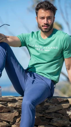 NZA New Zealand Auckland T-Shirts|Katoenen T-Shirt Met Logo-Amazon Green