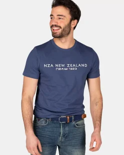 NZA New Zealand Auckland T-Shirts|Katoenen T-Shirt Met Logo-Dusk Navy