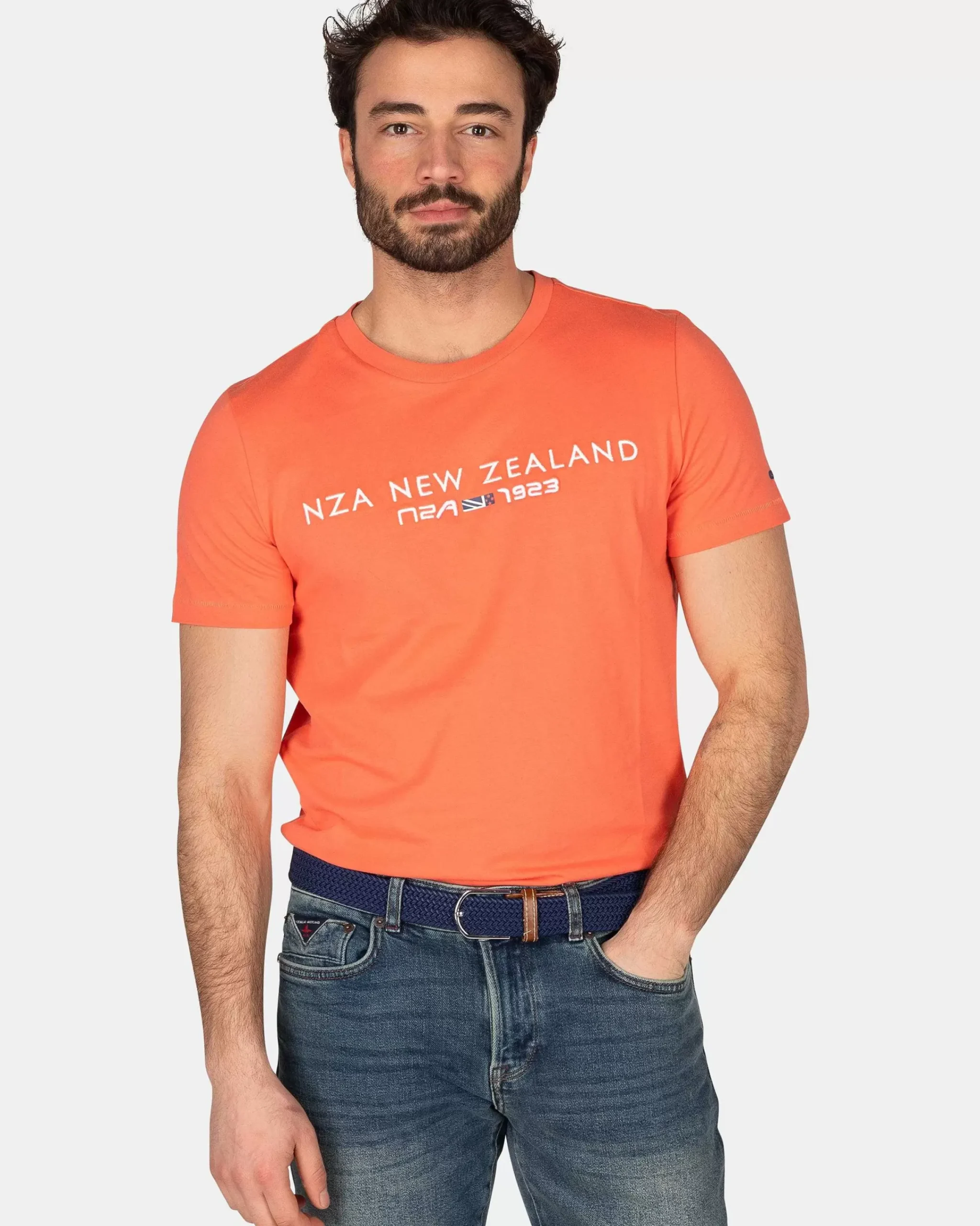 NZA New Zealand Auckland T-Shirts|Katoenen T-Shirt Met Logo-Golden Orange