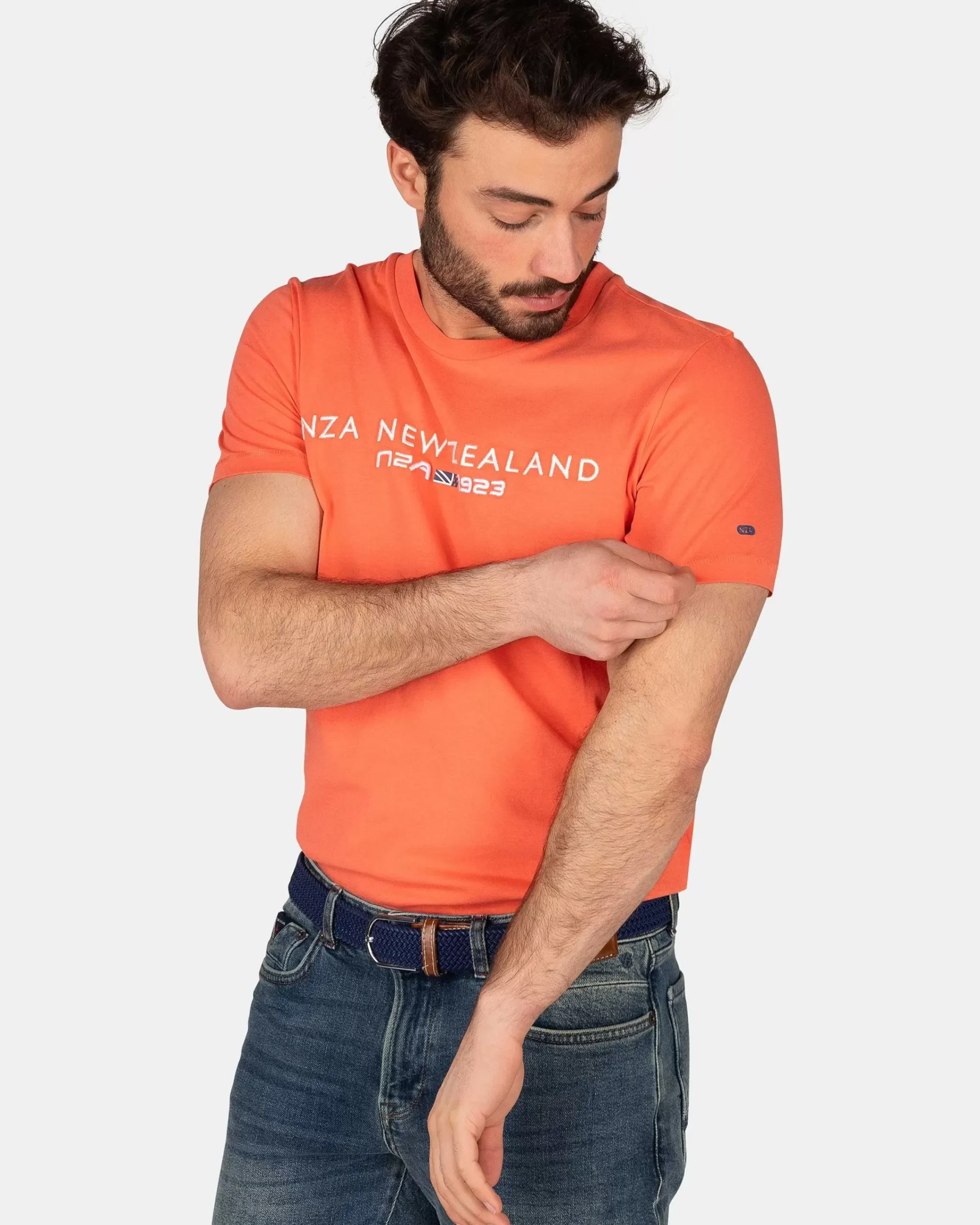 NZA New Zealand Auckland T-Shirts|Katoenen T-Shirt Met Logo-Golden Orange