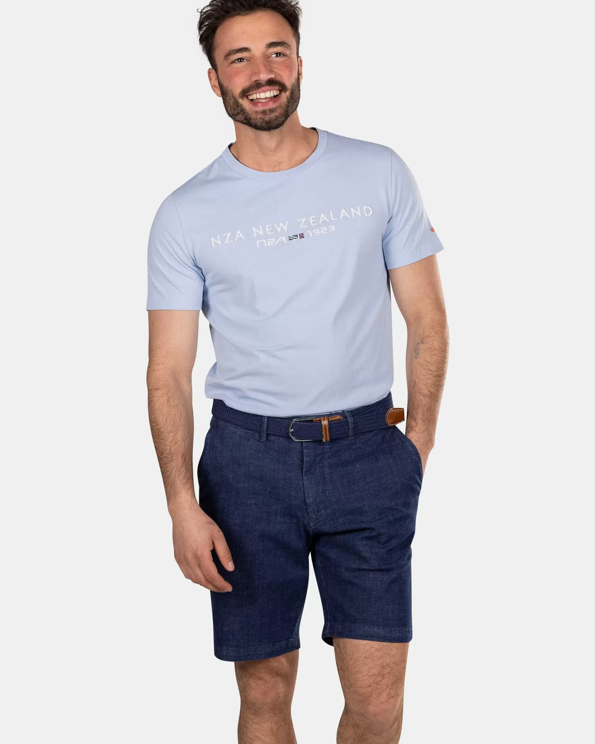 NZA New Zealand Auckland T-Shirts|Katoenen T-Shirt Met Logo-Rhythm Blue