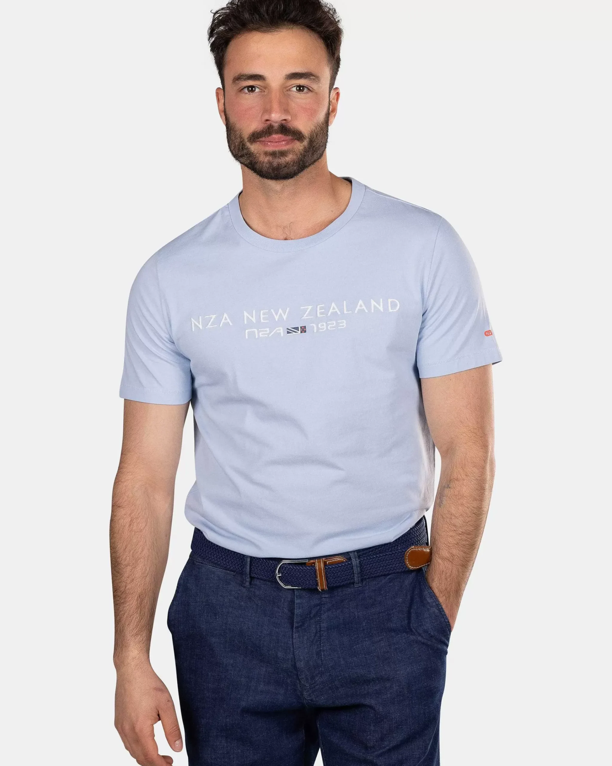 NZA New Zealand Auckland T-Shirts|Katoenen T-Shirt Met Logo-Rhythm Blue