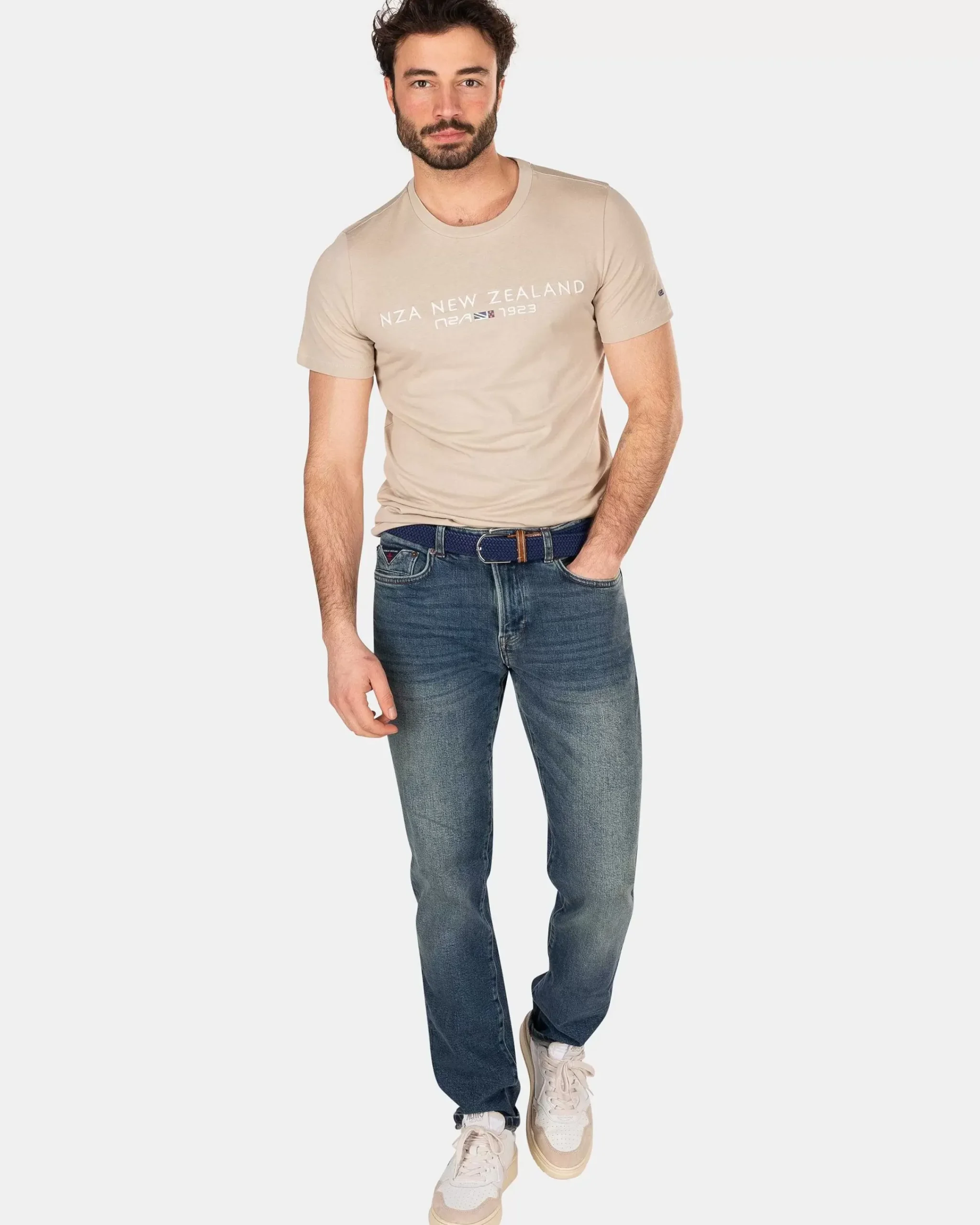 NZA New Zealand Auckland T-Shirts|Katoenen T-Shirt Met Logo-Shimmering Sand