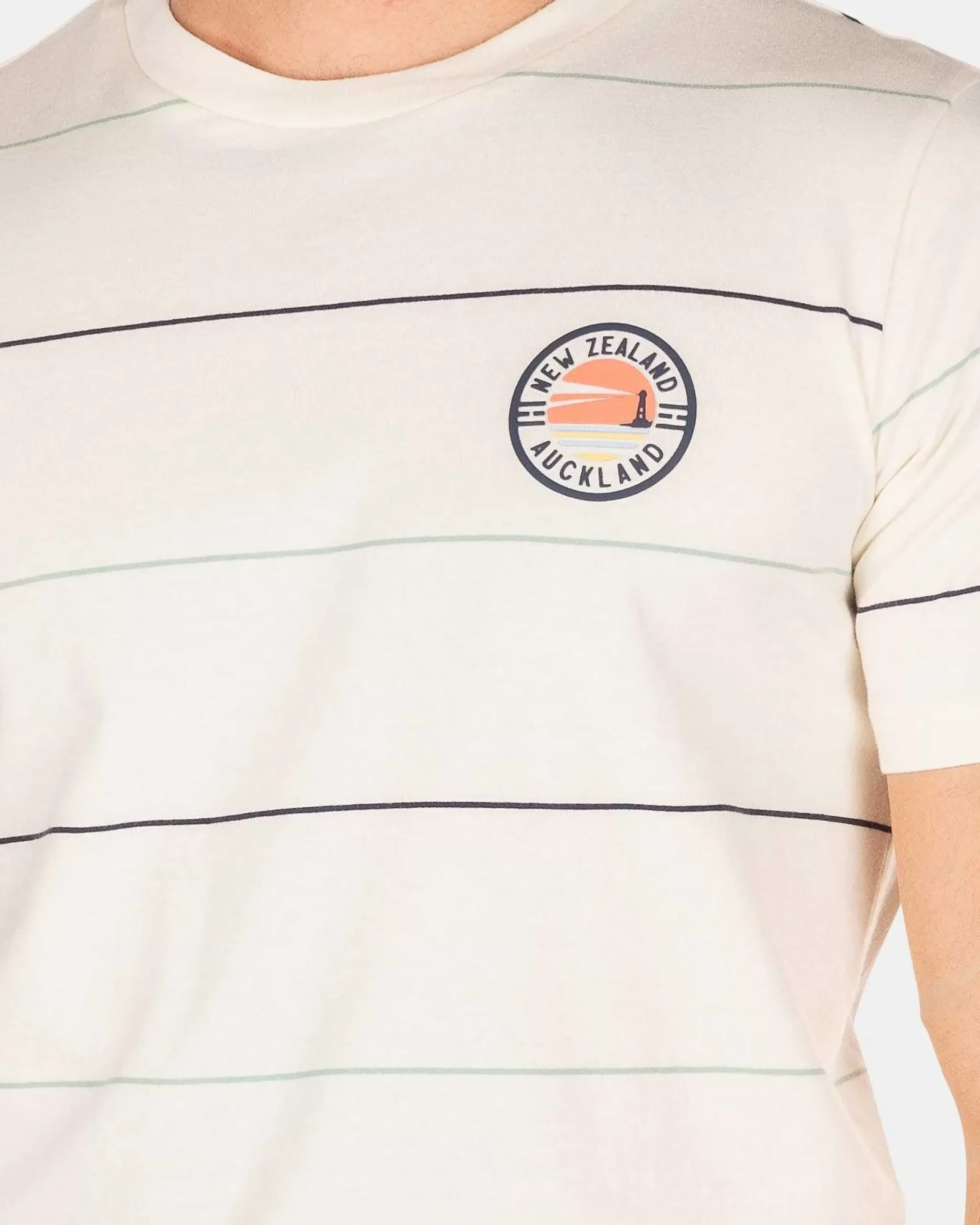 NZA New Zealand Auckland T-Shirts|Katoenen T-Shirt Met Strepen-Cream