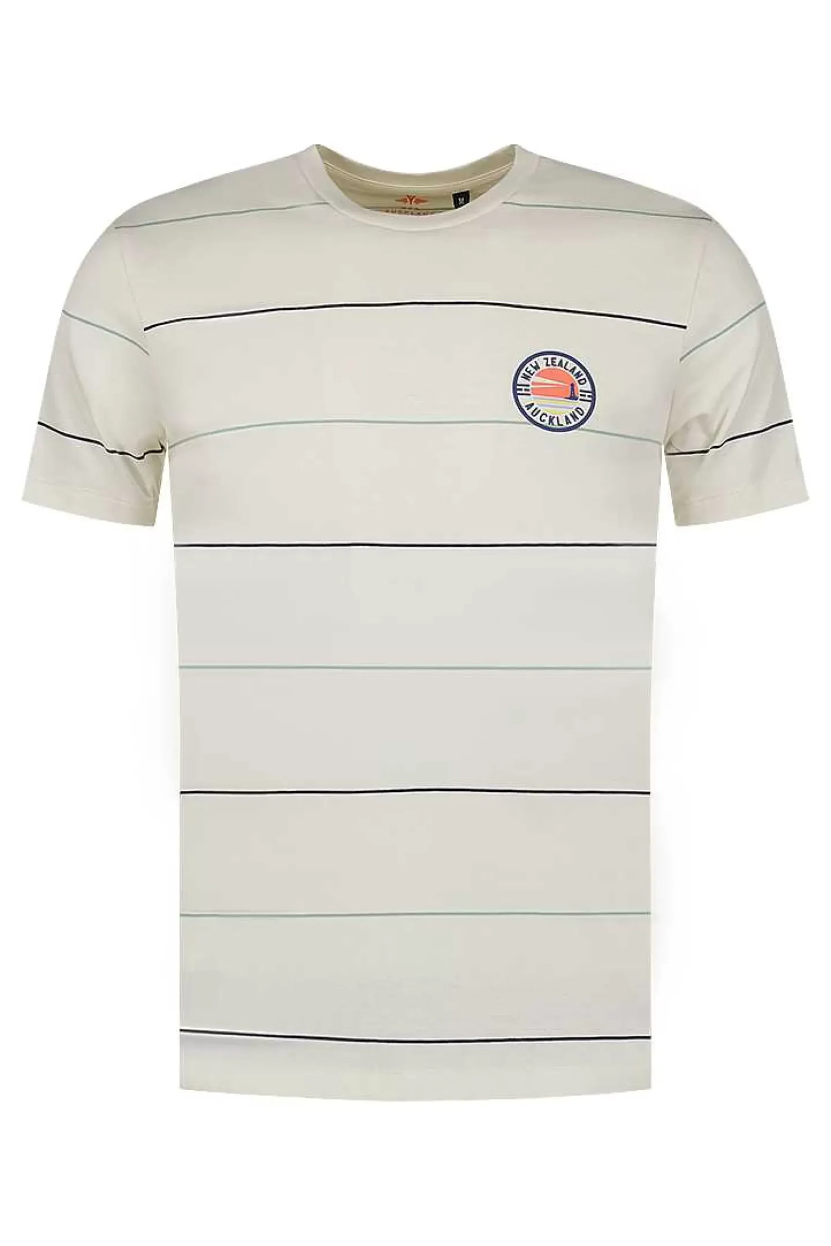 NZA New Zealand Auckland T-Shirts|Katoenen T-Shirt Met Strepen-Cream